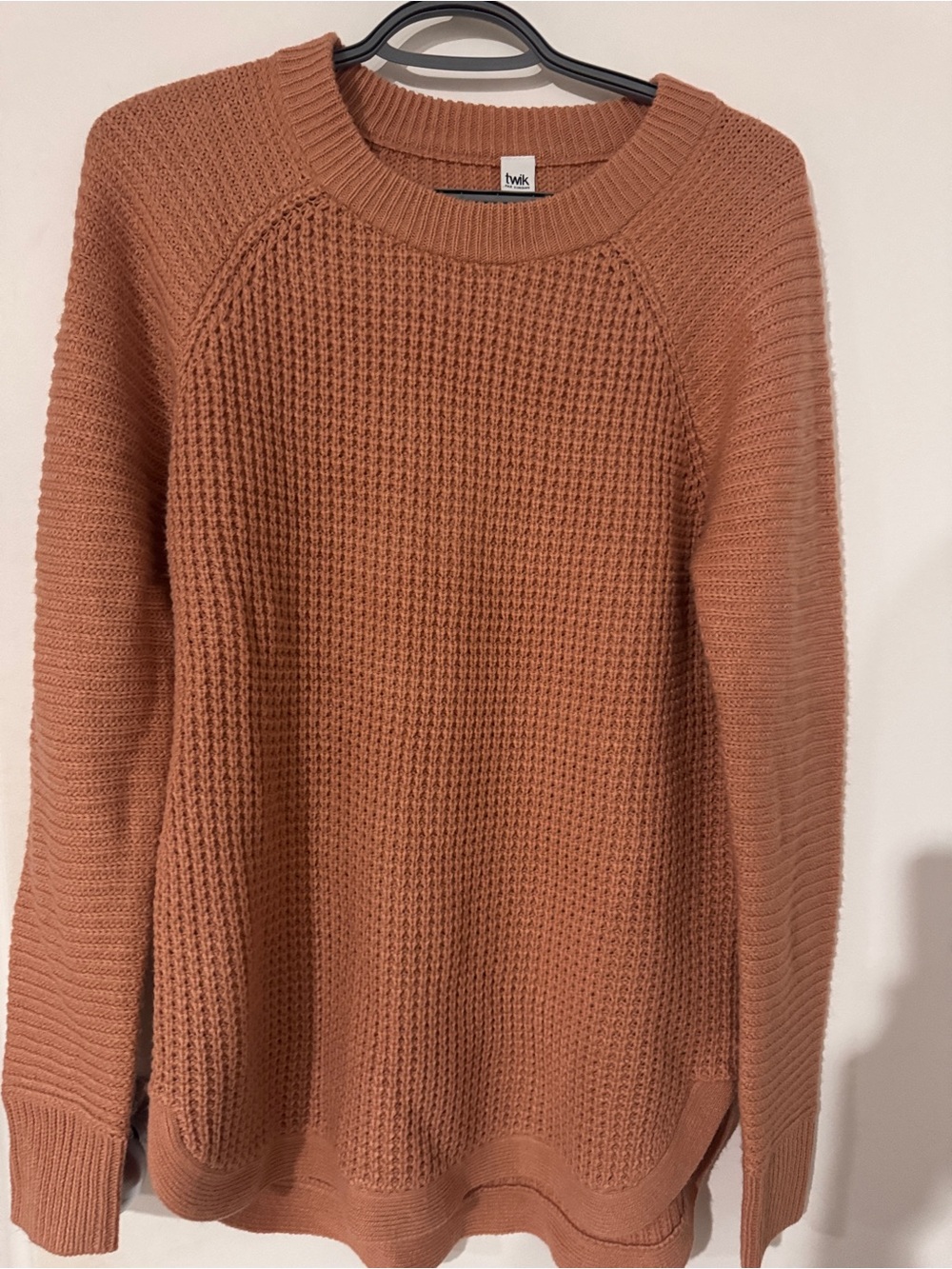 twik Rust Waffle Knit Crewneck Sweater